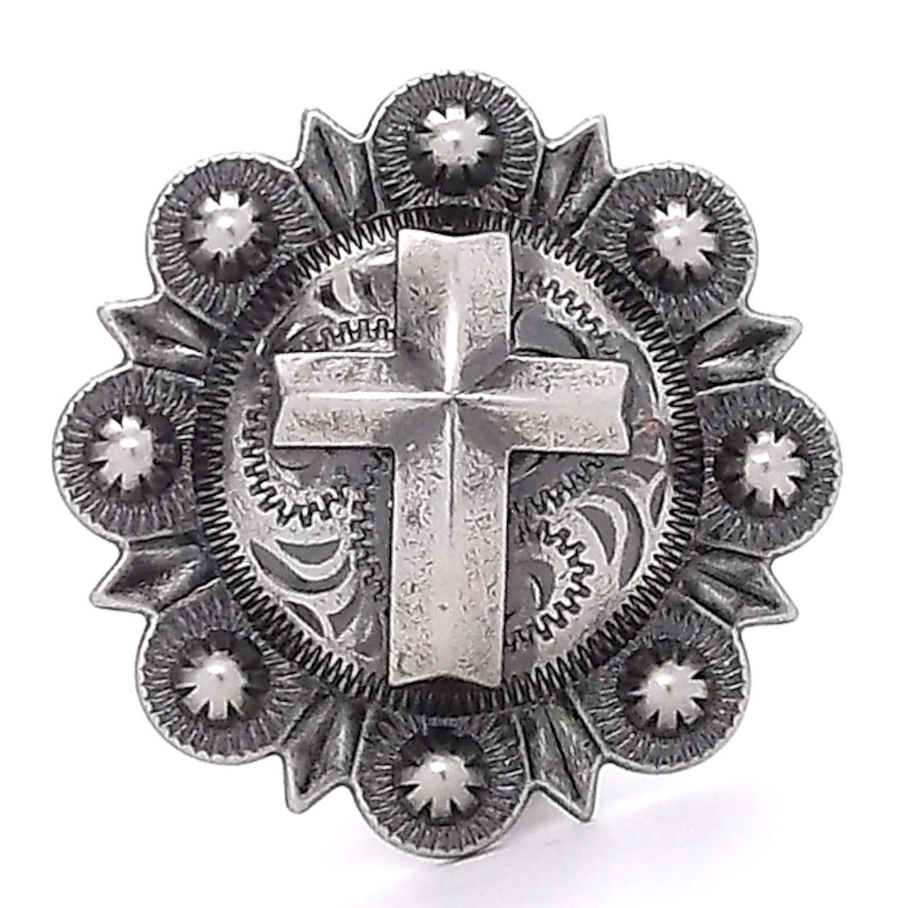 Cross Berry Concho Antique Silver