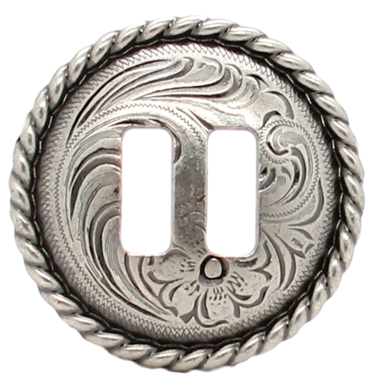 Antique Nickel Slotted Rope Edge Concho 1-1/2"