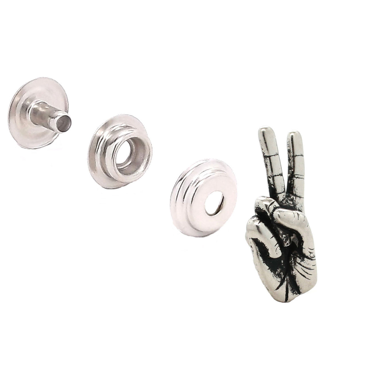 Peace Sign Head Nickel Decorative Snap Set Concho 1