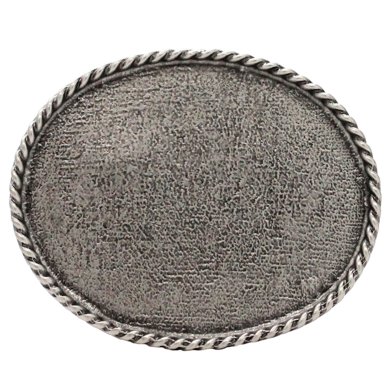 Oval Buckle Blank Rope Edge Antique Nickel Front