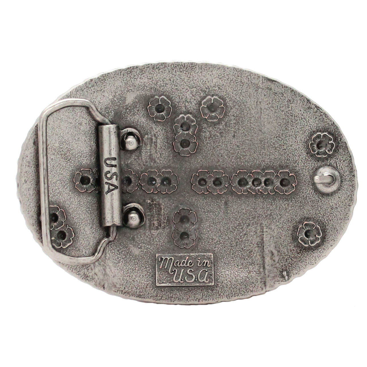 Belt Buckle Sheridan Floral Antique Nickel Back