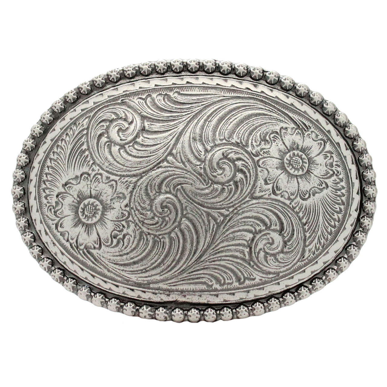 Belt Buckle Sheridan Floral Antique Nickel Front