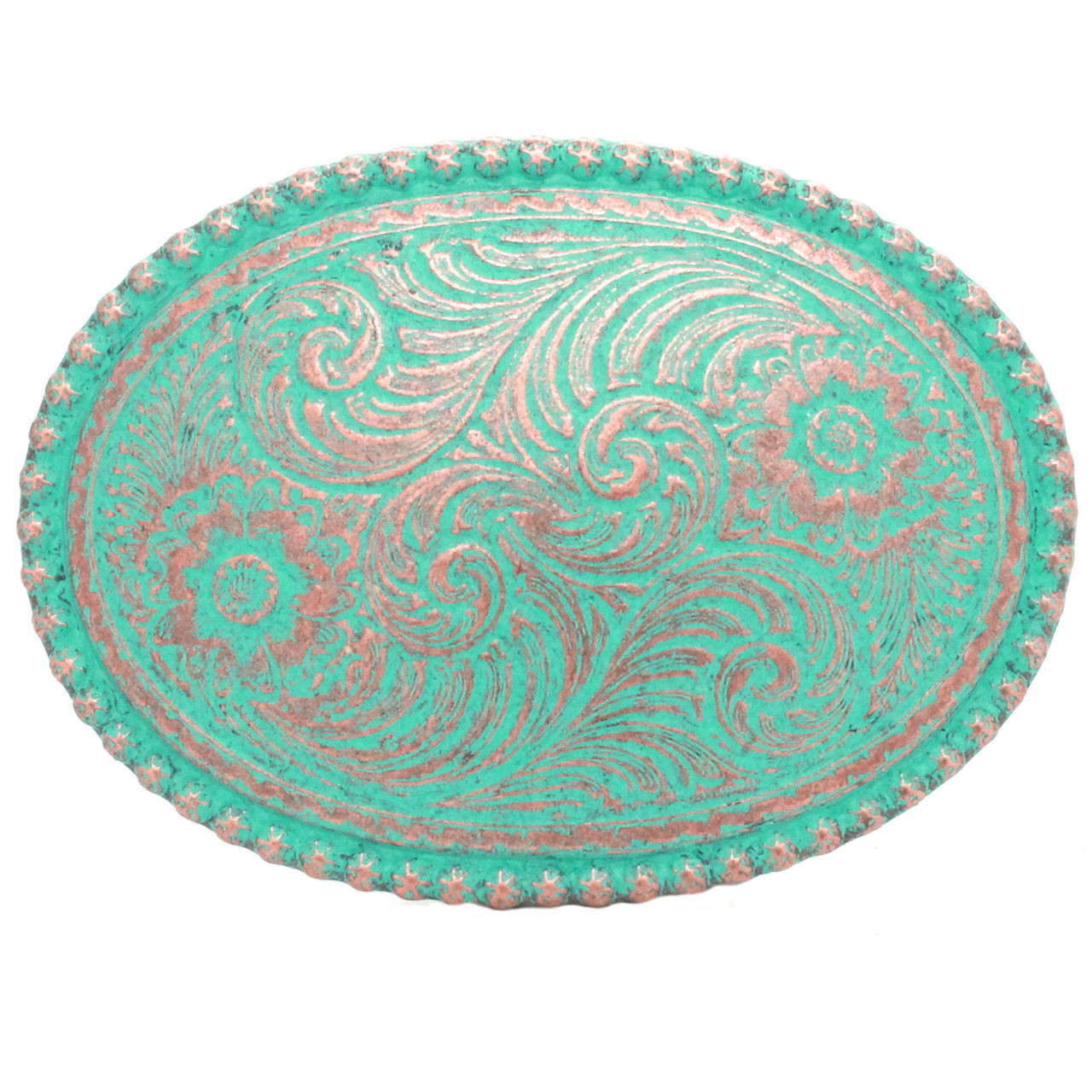 Belt Buckle Sheridan Floral Antique Copper Front