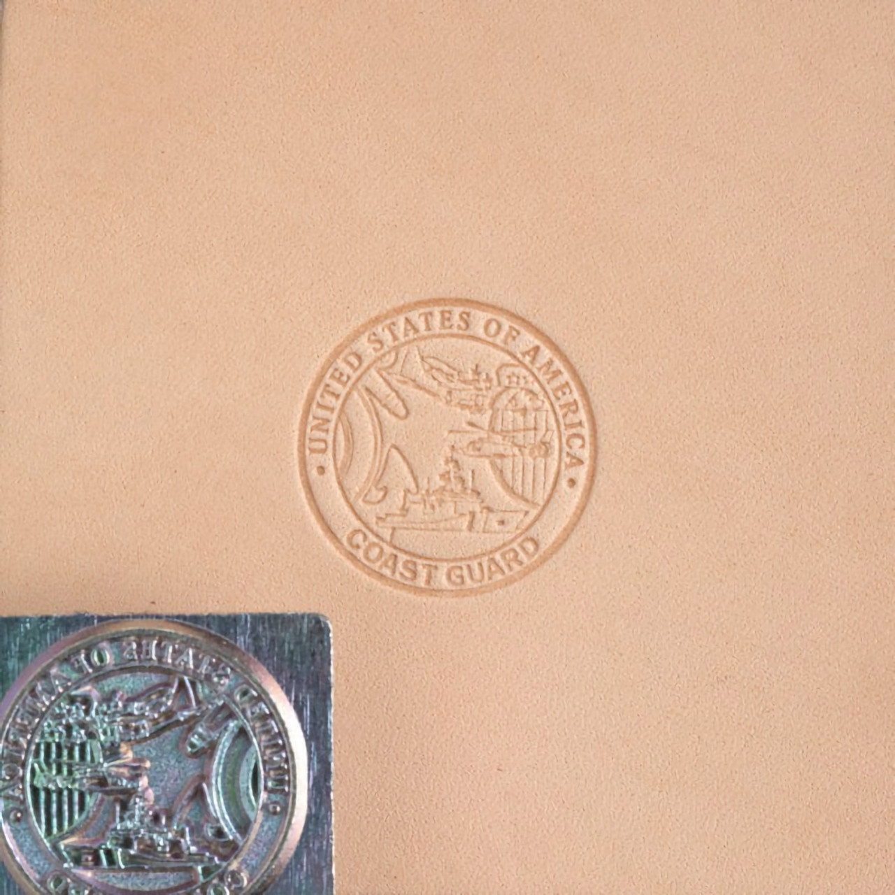 Coast Guard stamp with leather impression.