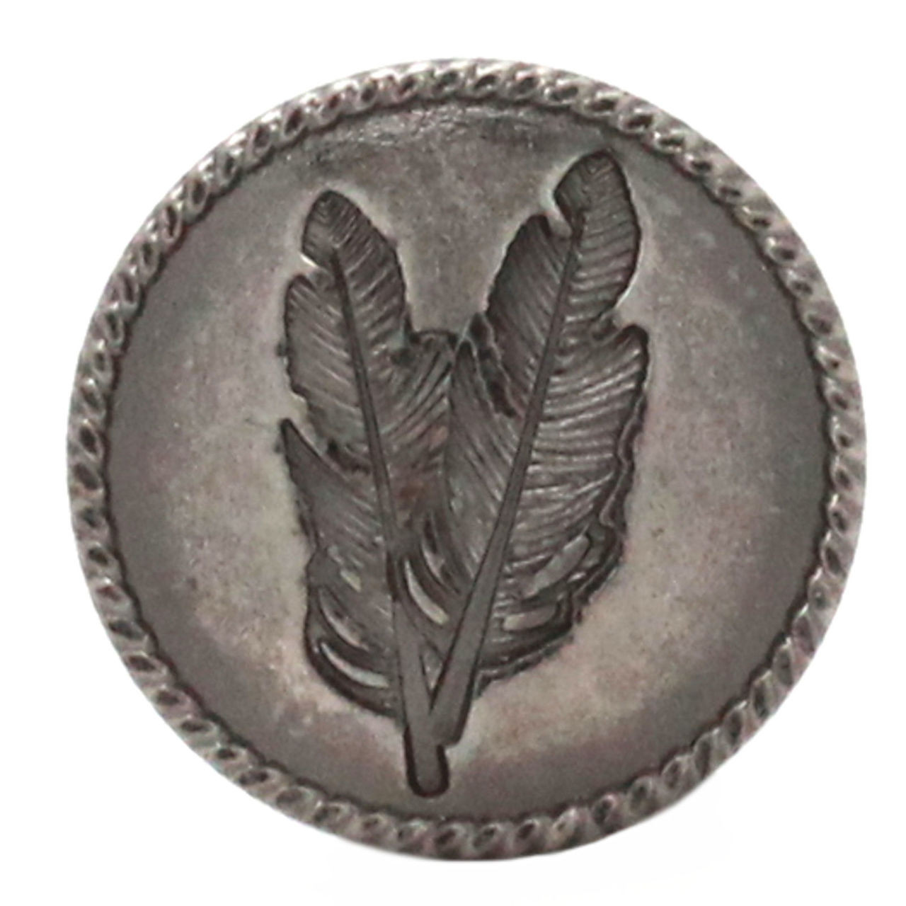 Feather Antique Nickel Decorative Snap Cap Concho Front