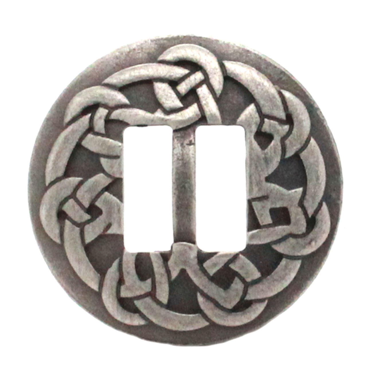 Celtic slotted concho antique nickel front