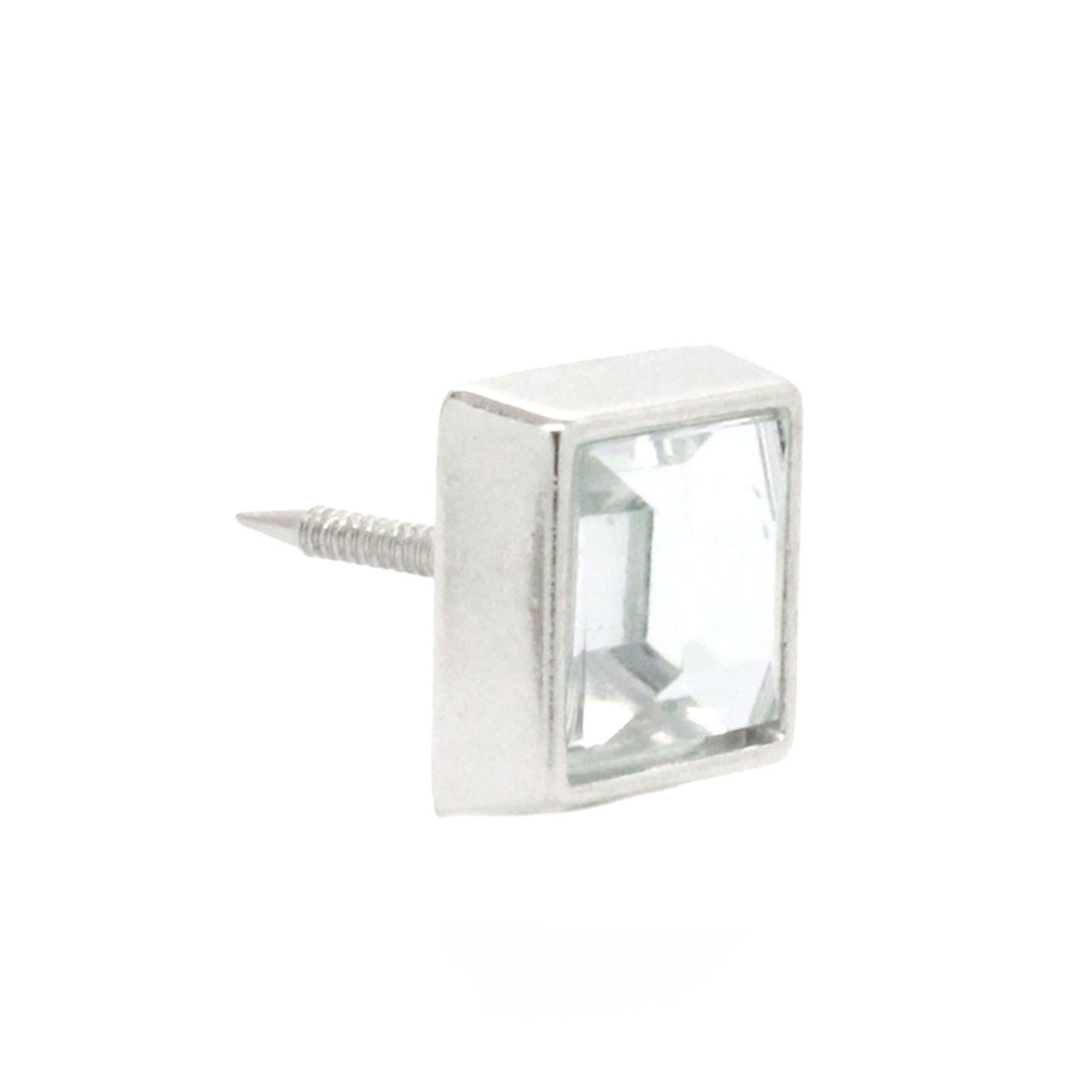 Clear Crystal Square 3/8" Tack Upholstery front