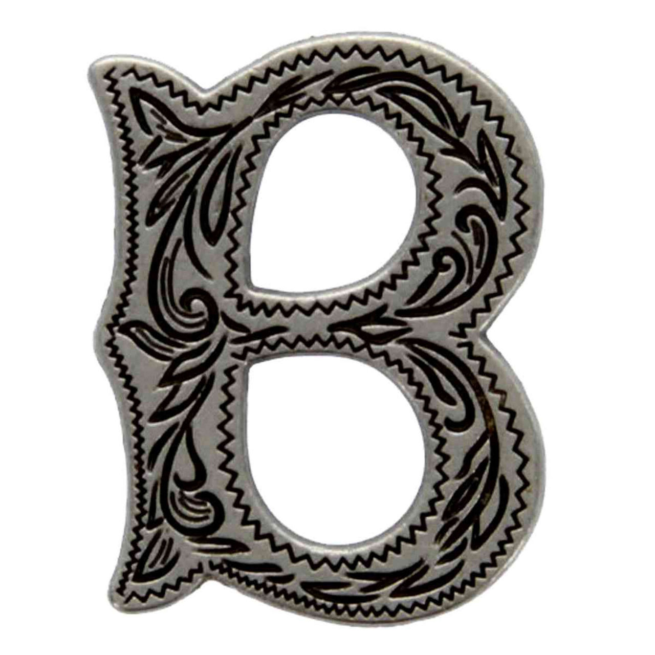 Alphabet Letter B Antique Silver Concho Front