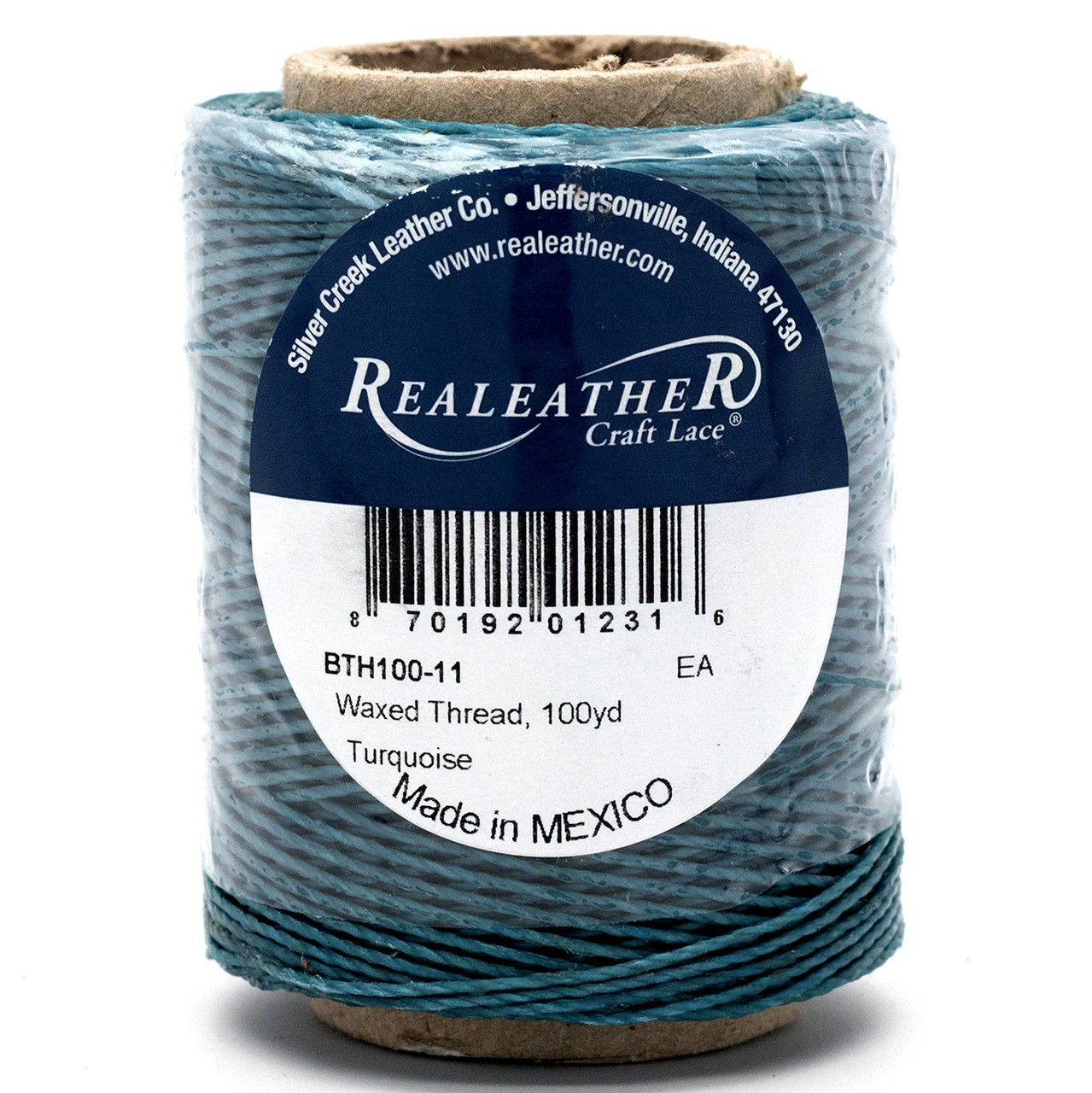 Waxed Thread Turquoise 100 Yards 50g Realeather BTH100-11 - Stecksstore