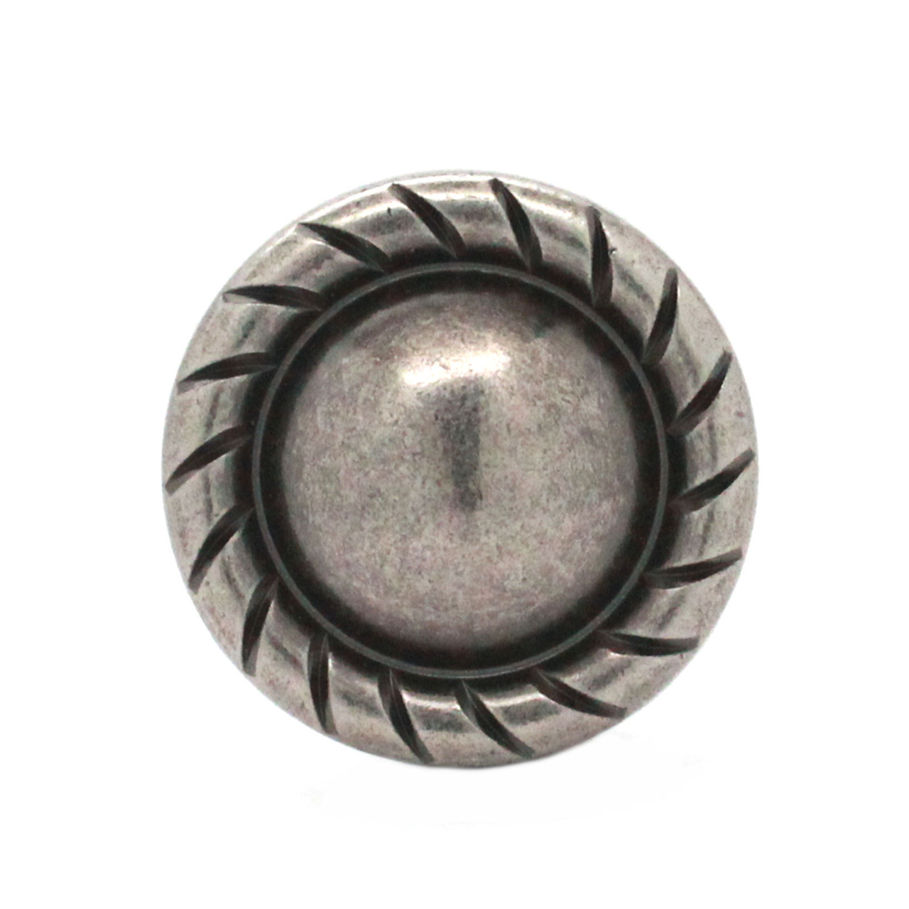 Button Concho Rope Edge Antique Nickel Screw Back 1 Inch Front