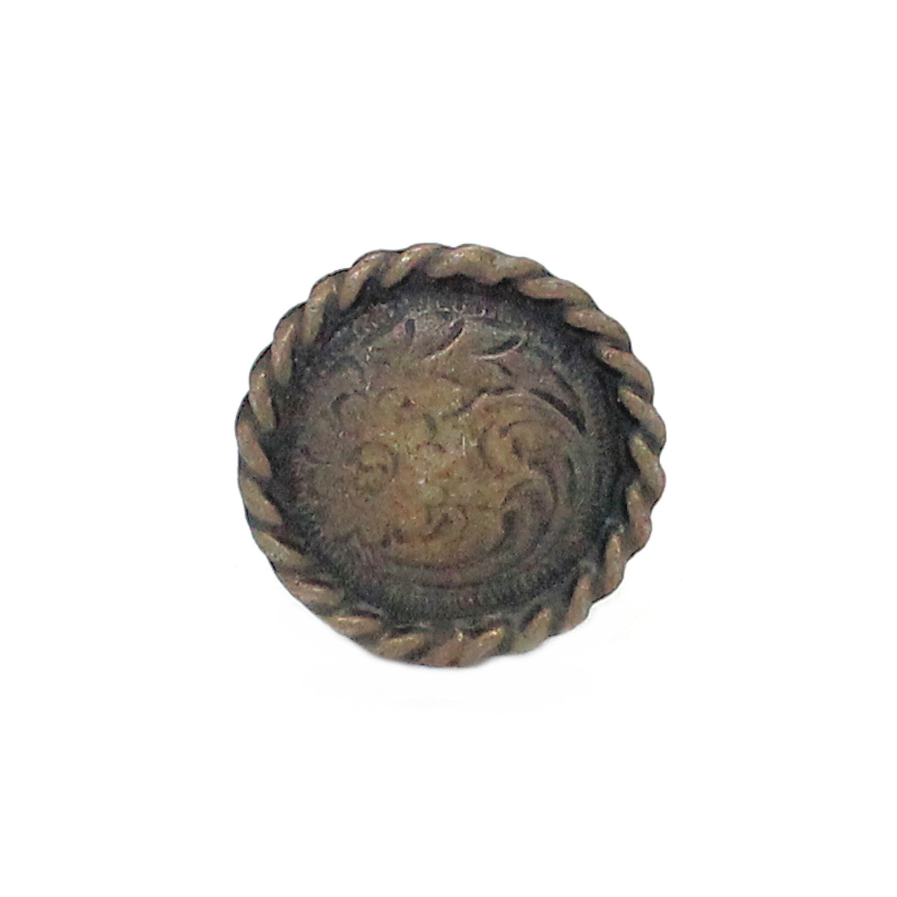  Button Rope Edge Antique Brass 7/8" Front