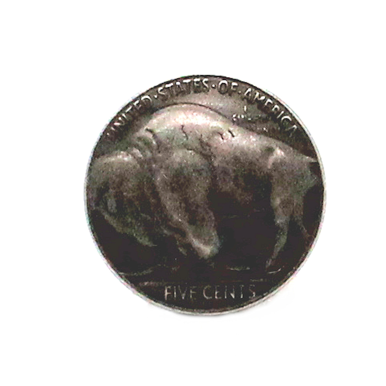 Buffalo Coin Button Replica Antique Nickel 7/8" Front