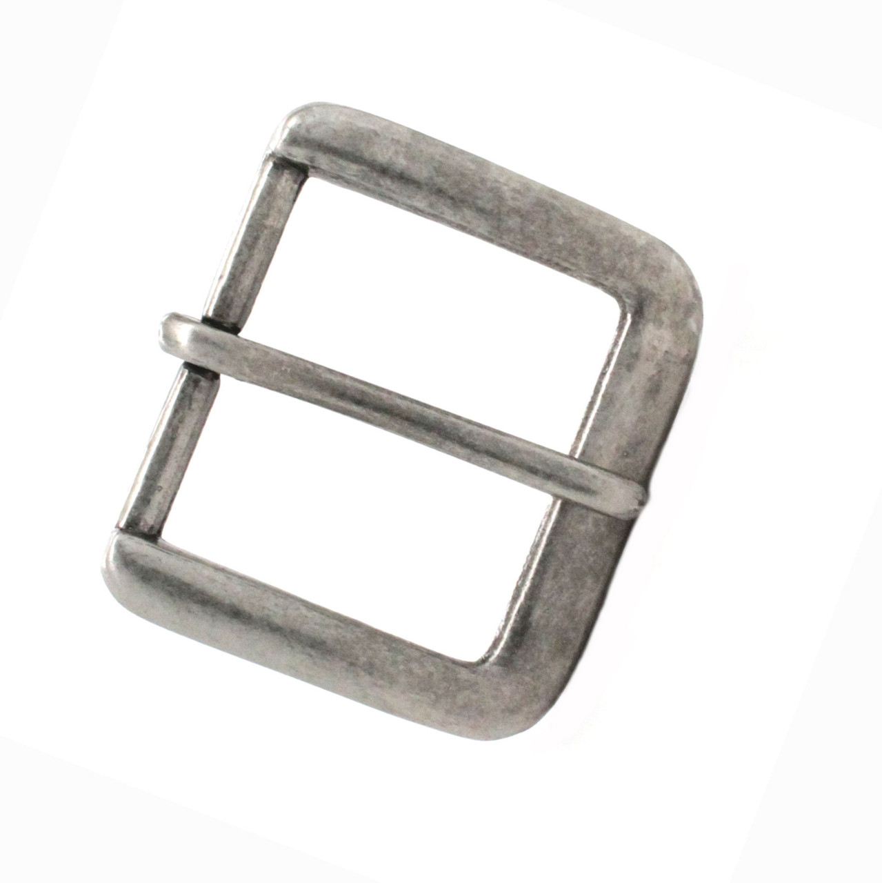 Square Floral Antique Silver Buckle with Chicago Screws