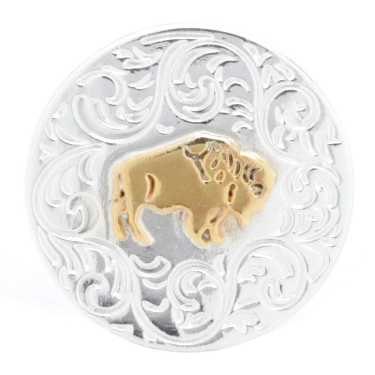 Buffalo Screw Back Concho Old Silver Front