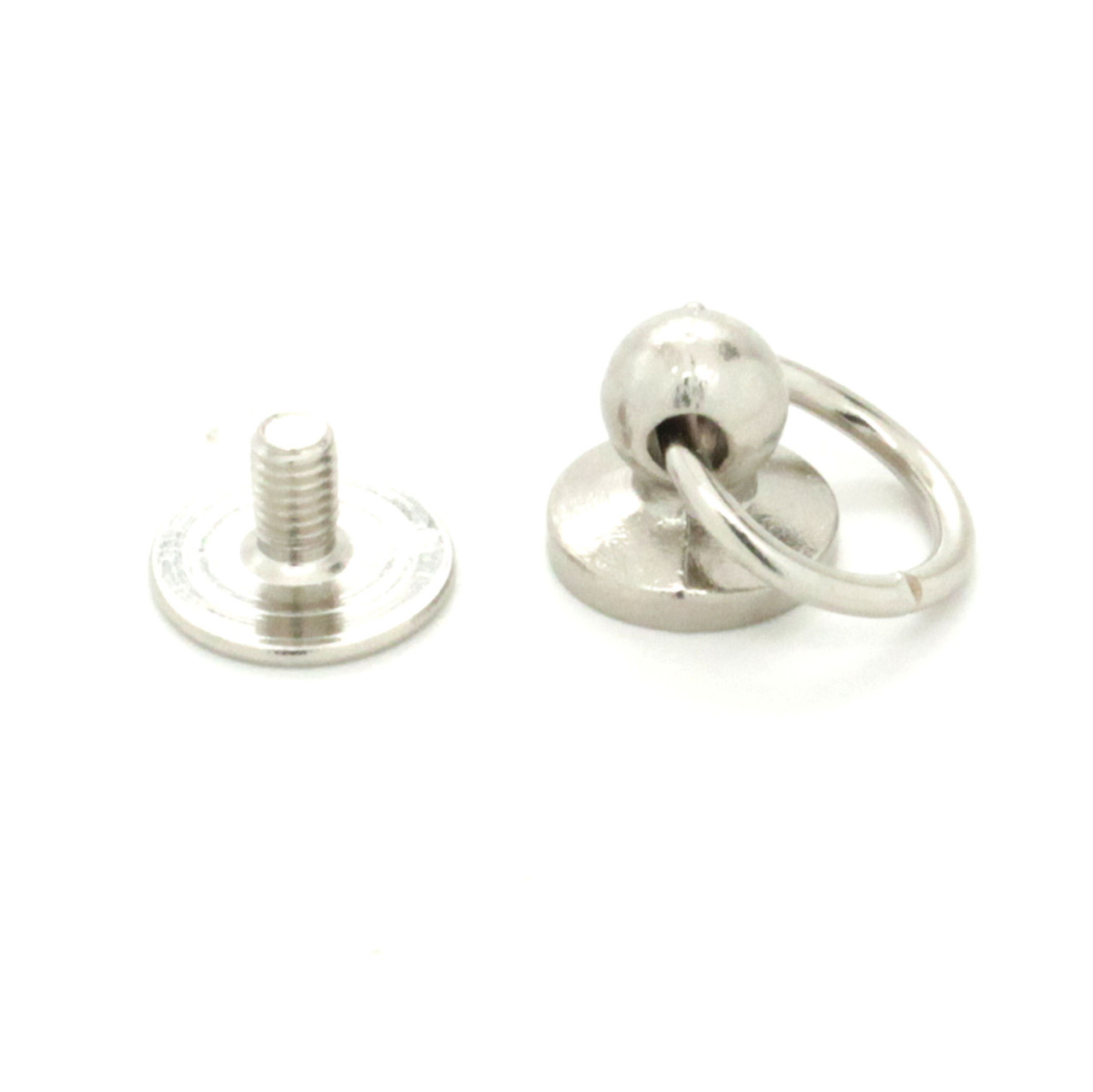 Shiny Nickel 3/8" Round Swivel Ring With Stud 
