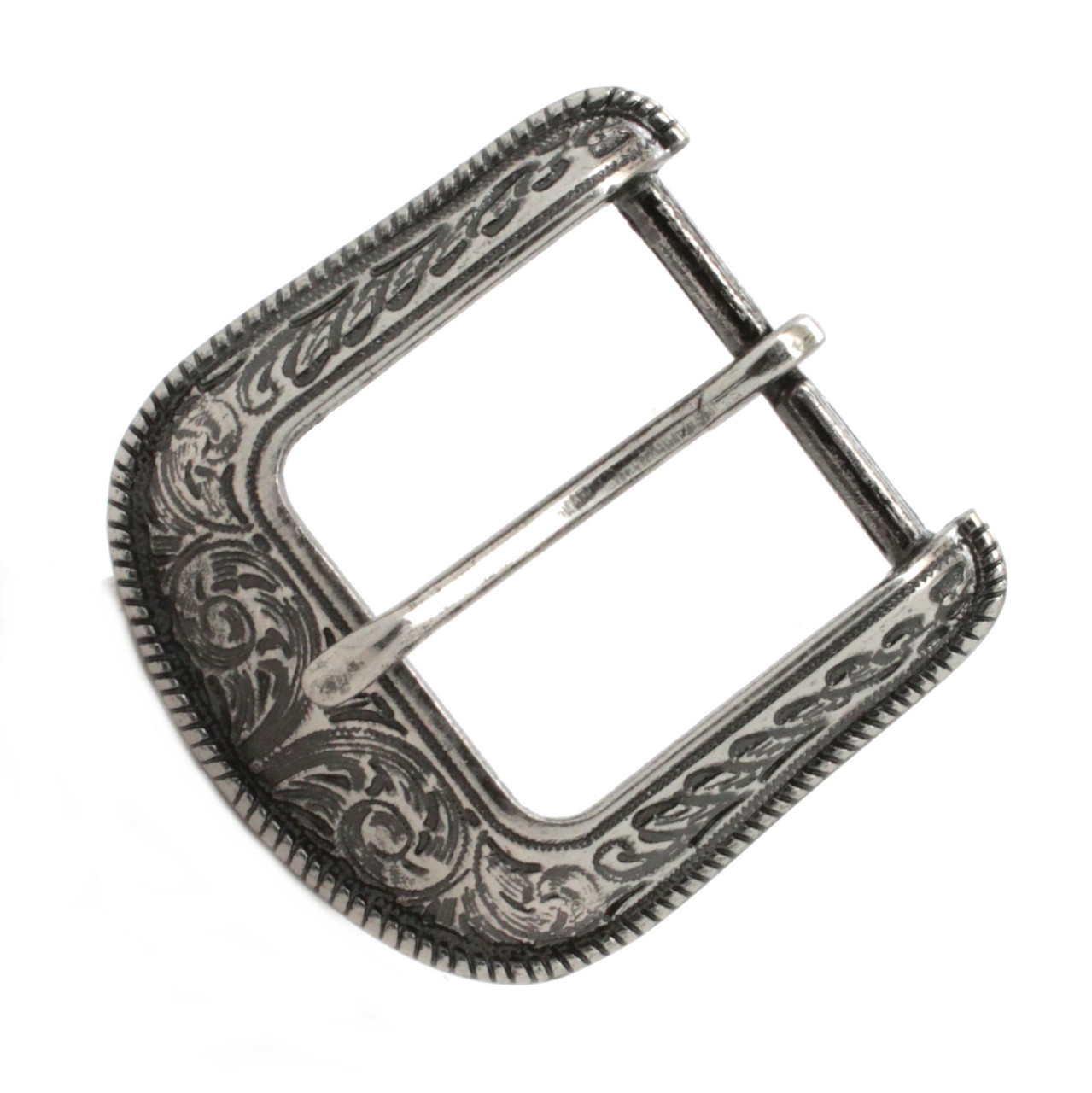 Roped Edged Buckle Antique Nickel 1-1/4" Front