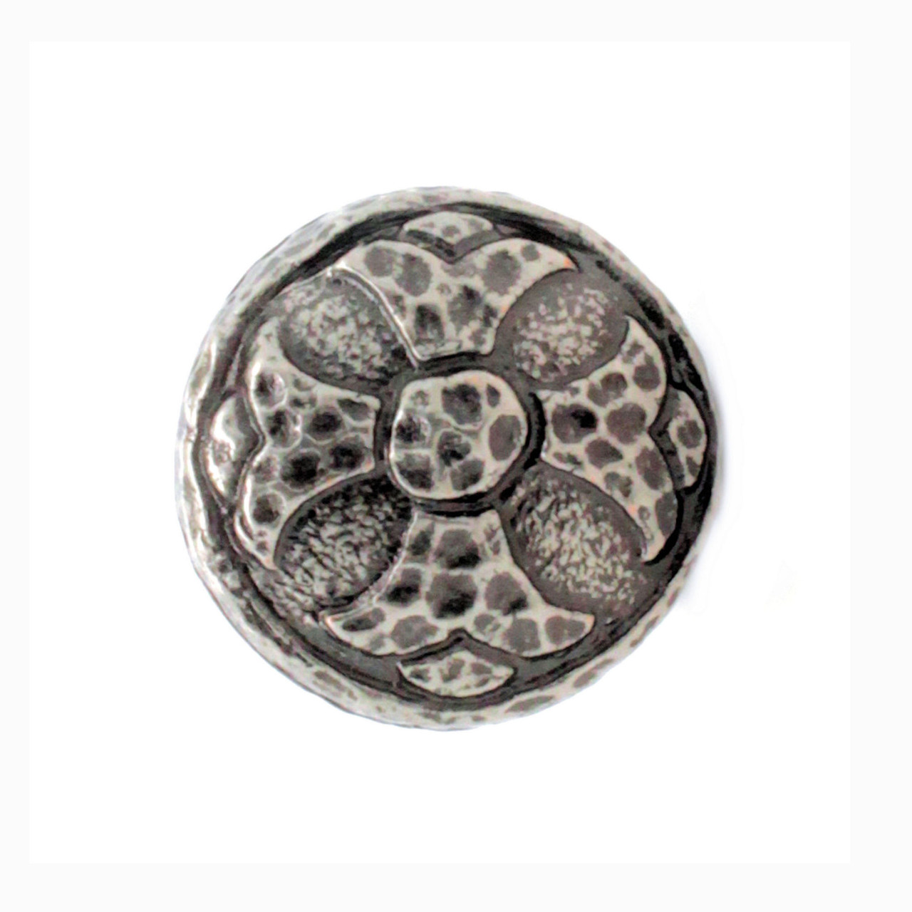 3/4" antique nickel cross concho front.