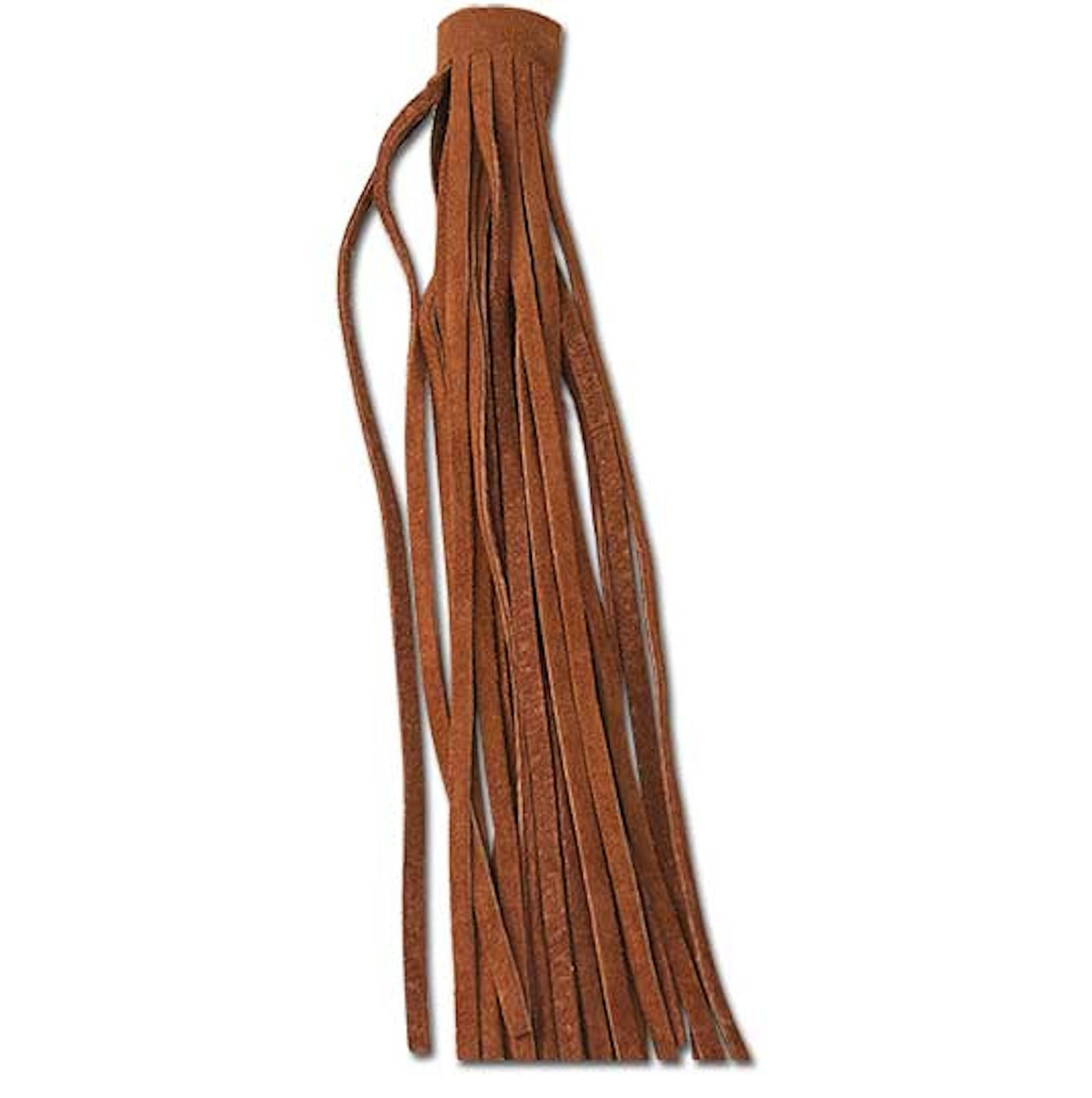 Medium brown suede precut fringe.