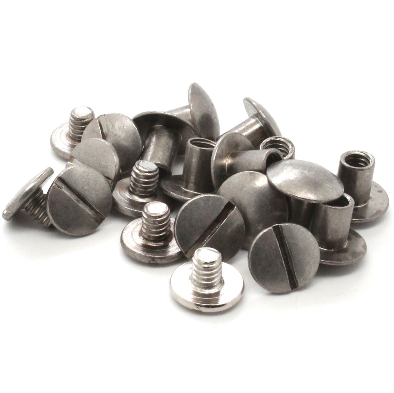 10 Pack 1/4 Stainless Steel Chicago Screws - Hill Leather Company