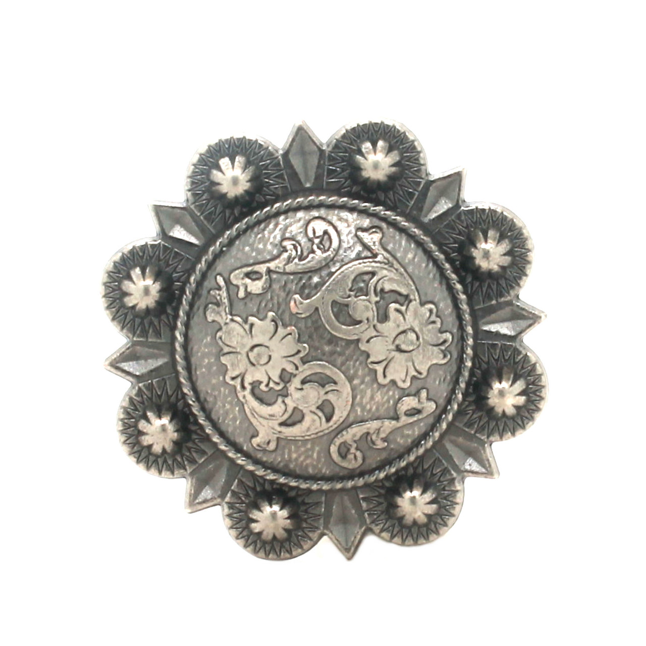 Cactus flower antique nickel in 1-1/4" front side.