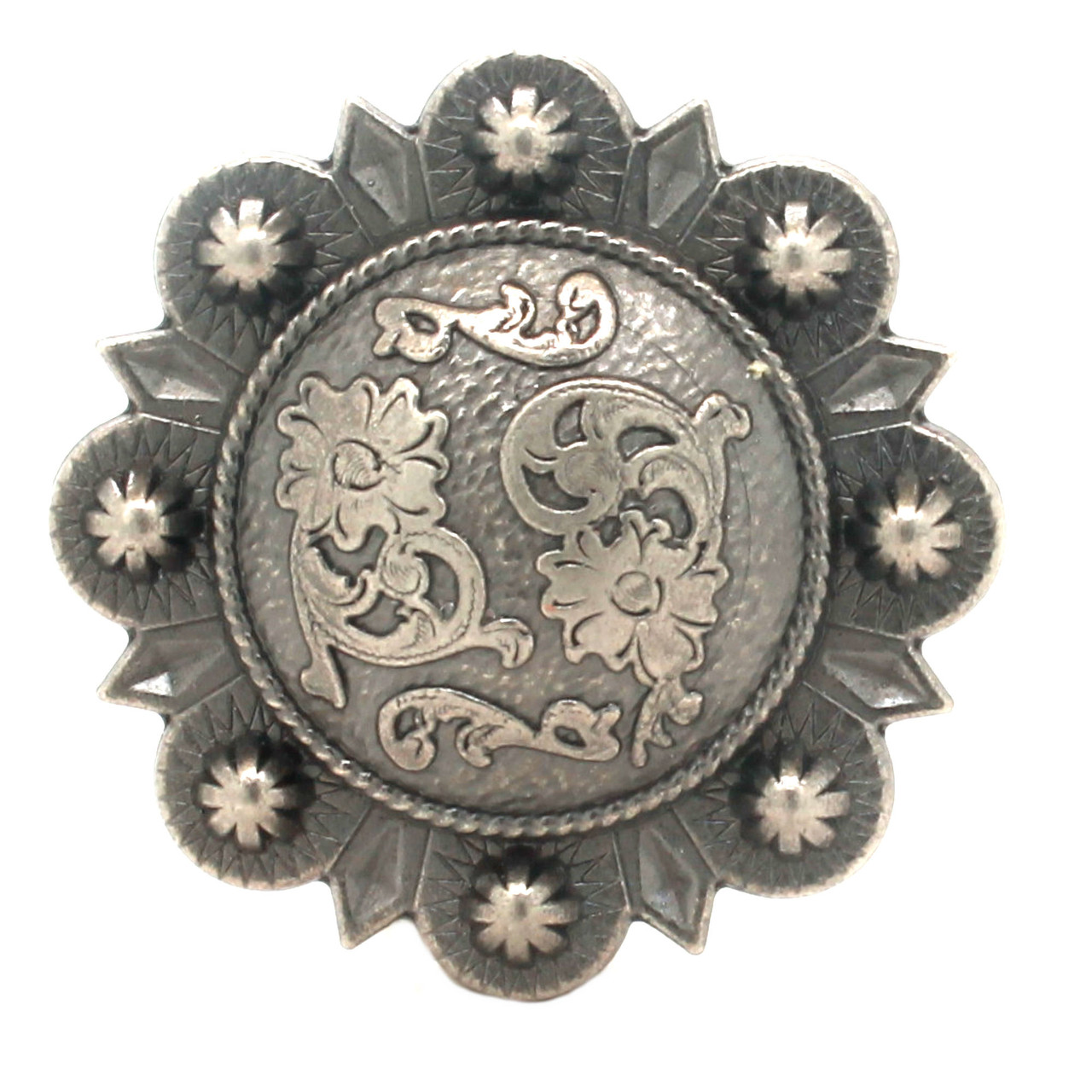 Cactus flower antique nickel in 1-1/2" front side.