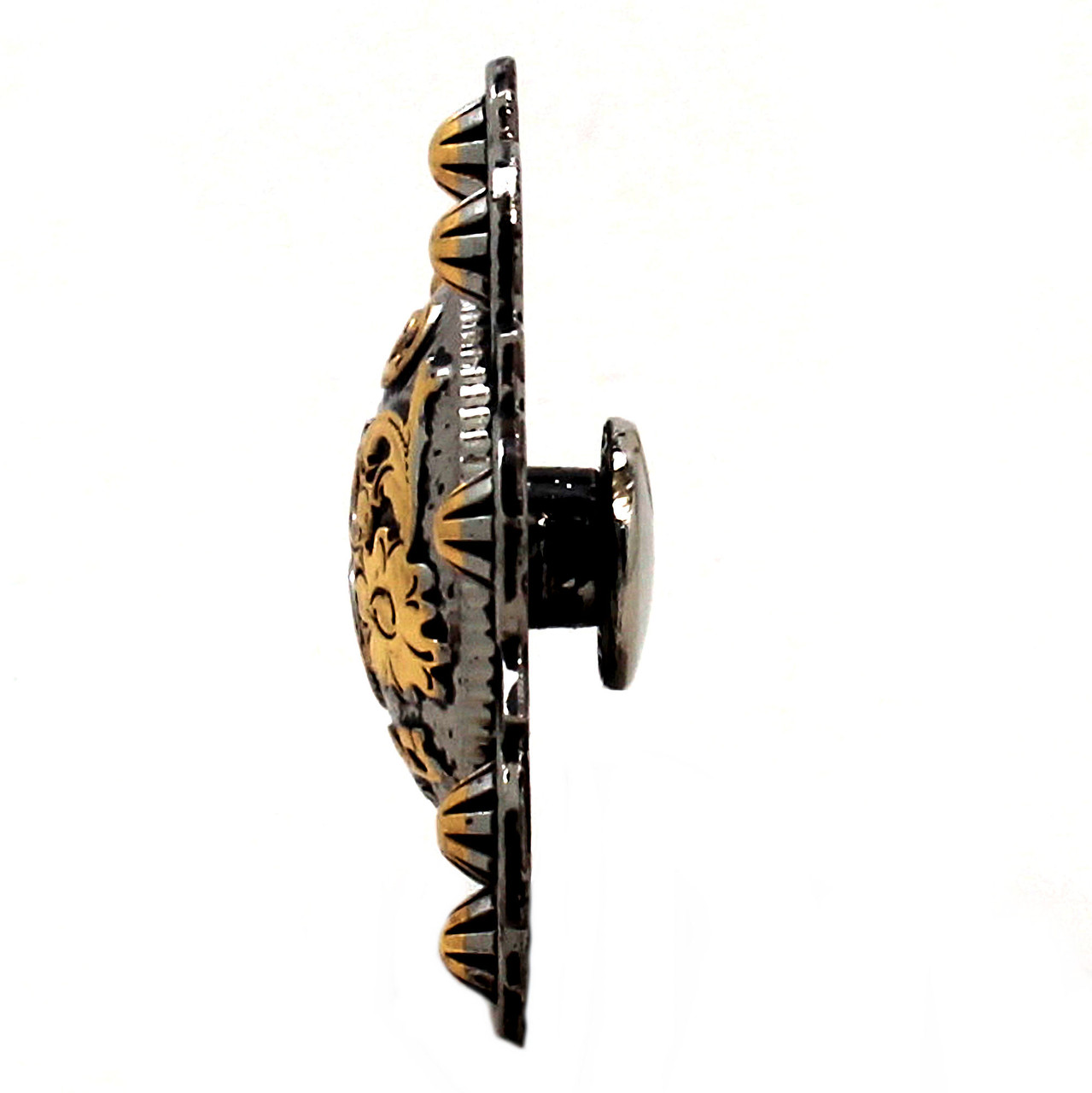 Silver and rose gold 1-1/2" diameter screwback concho side.