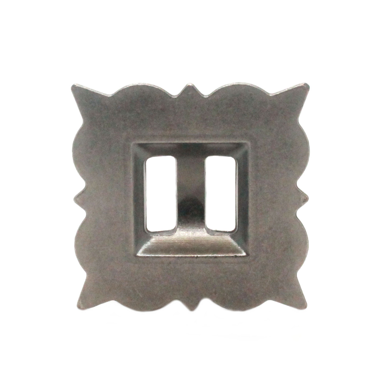 Slotted concho square antique nickel 1 inch back.