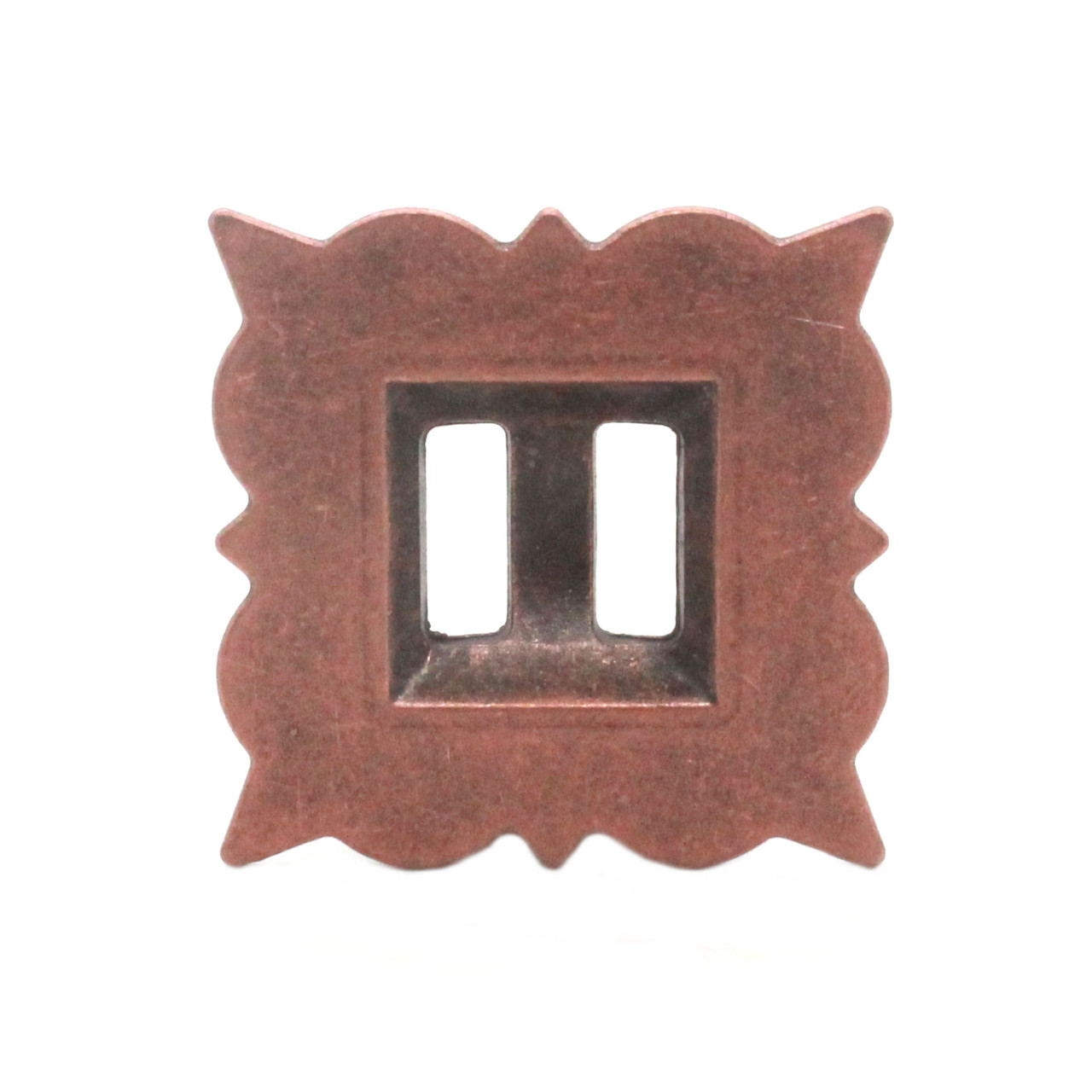 Slotted concho square antique copper 1 inch back.