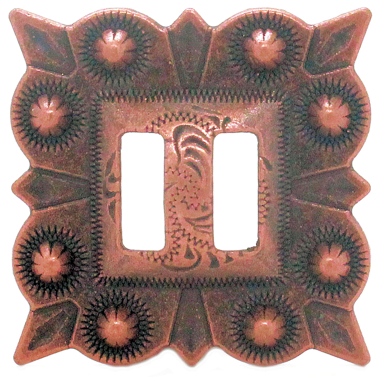 Slotted concho square old antique copper 1-1/2-inch front.
