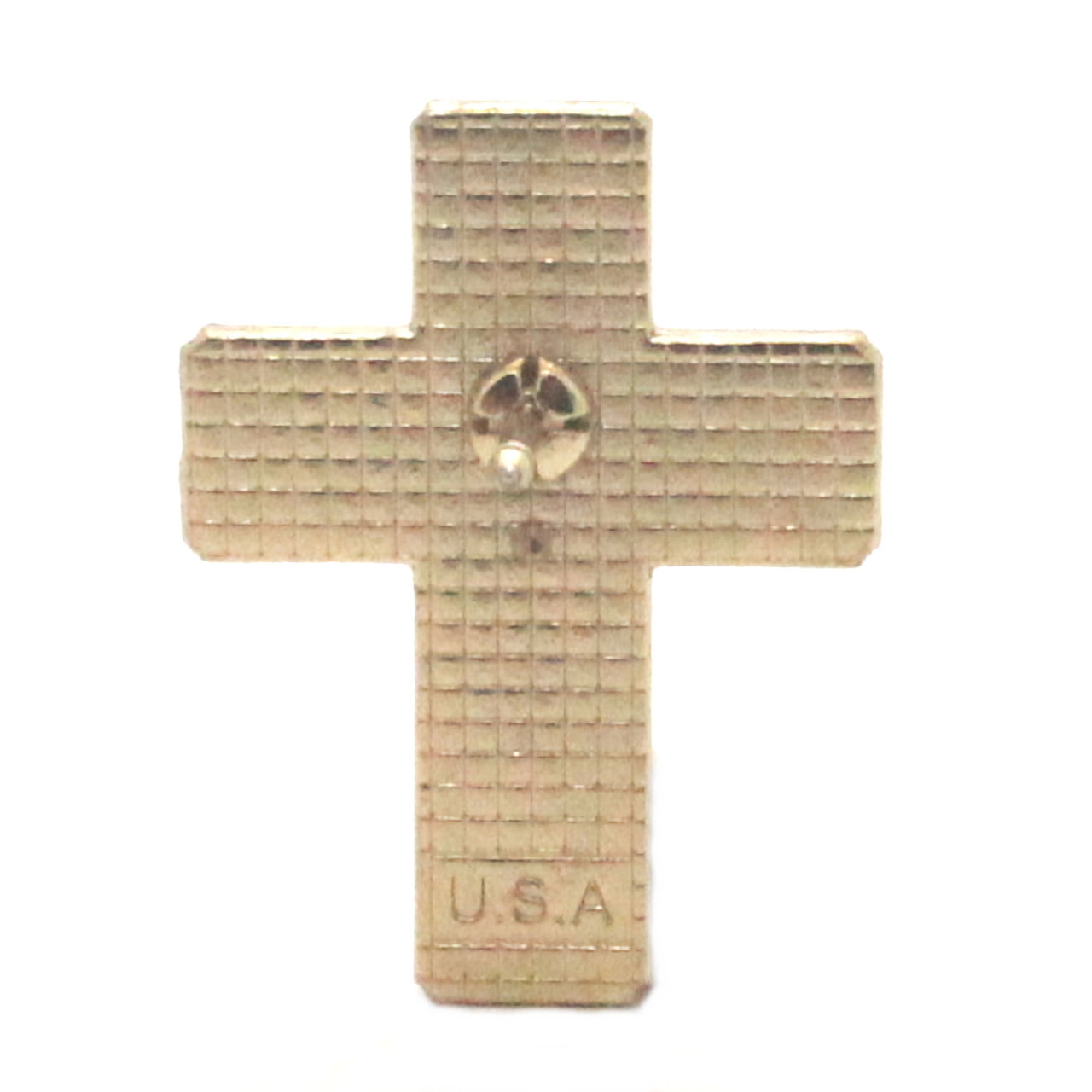 Gold flag pin back.