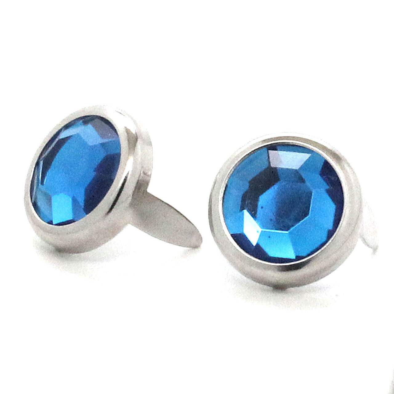 Dark blue rhinestone in 1/2" diameter.
