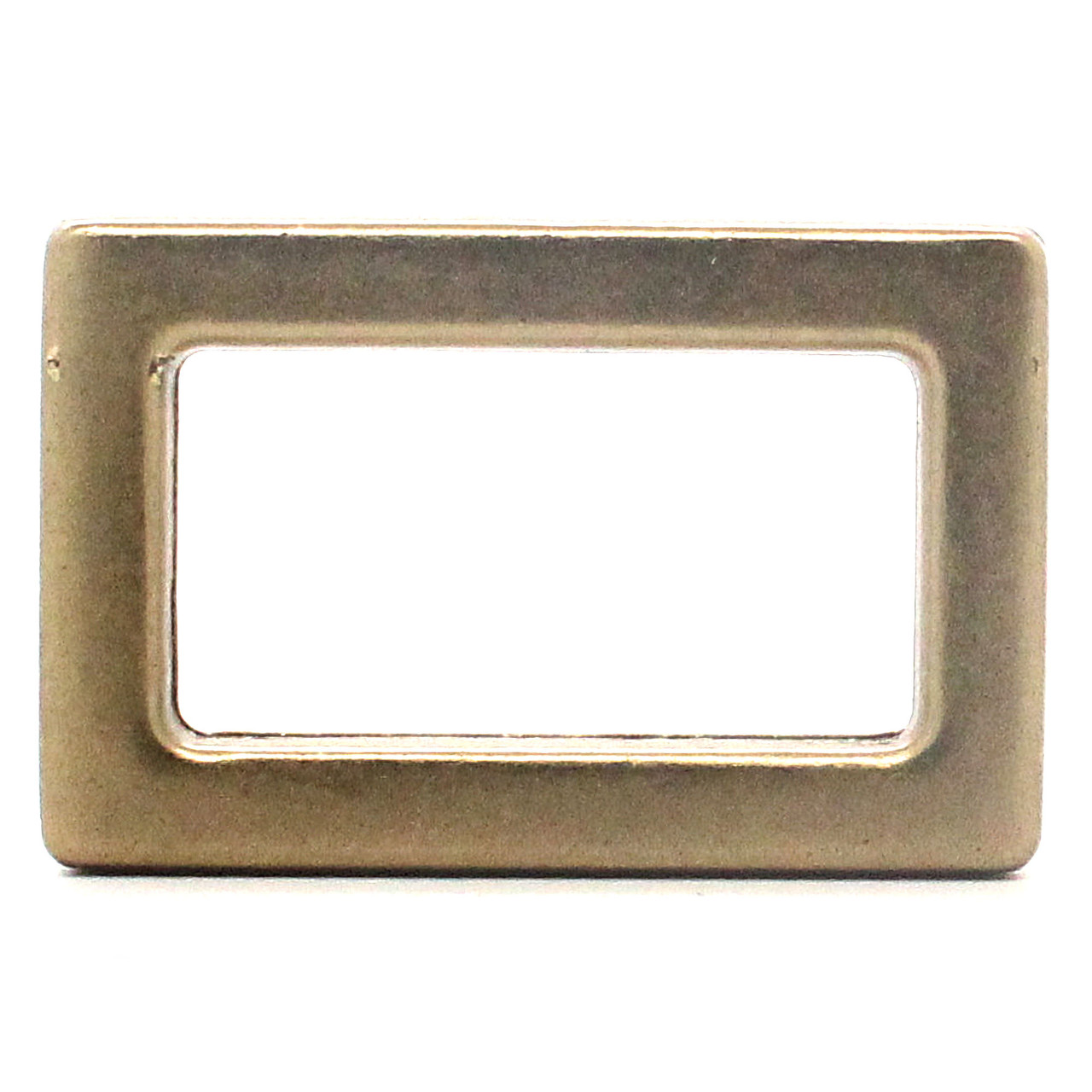 Matte antique brass rectangle ring front.