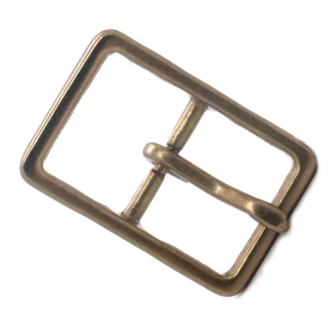 Front buckle in 1" finished in matte antique brass