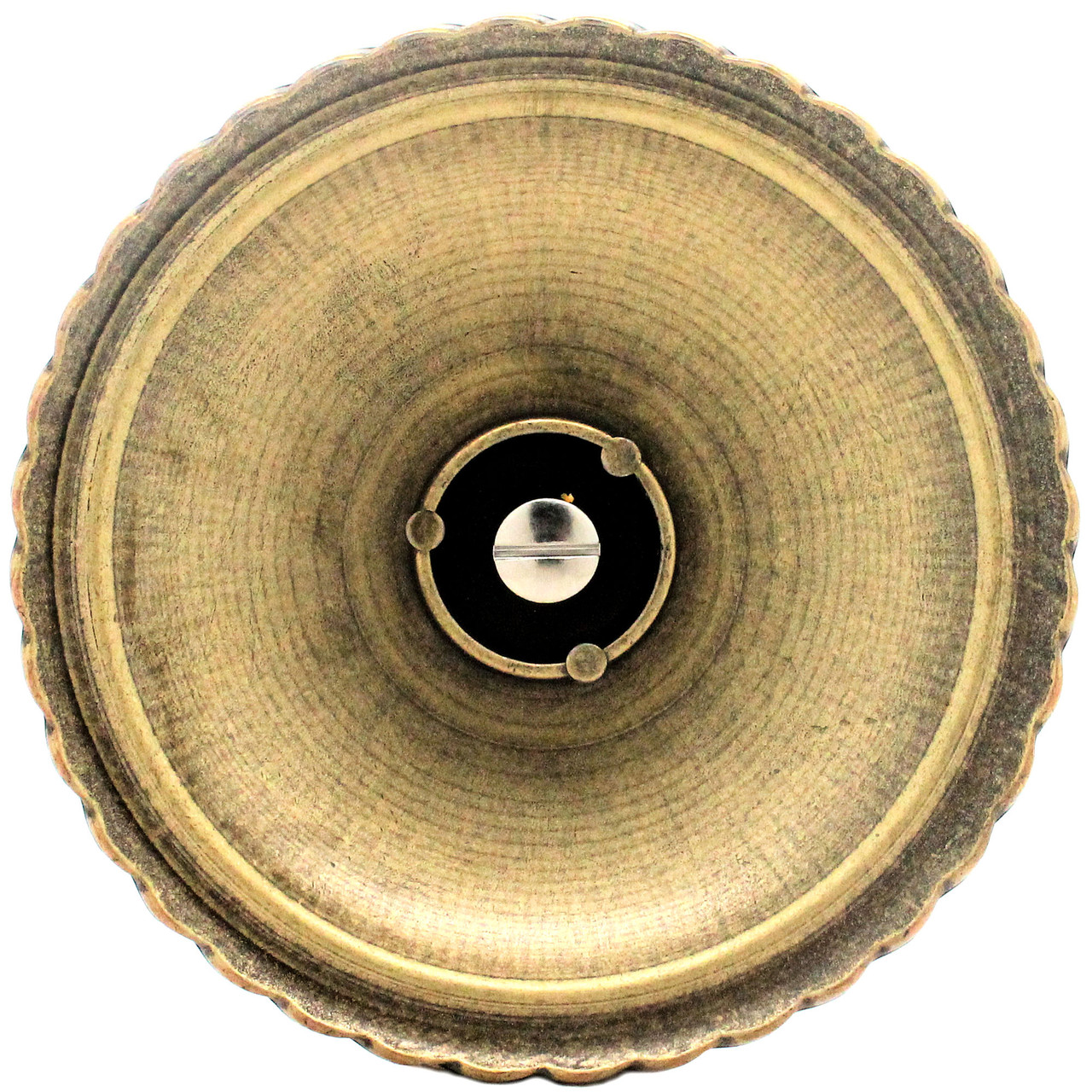 Rope edge medallion concho in antique brass plating back side.