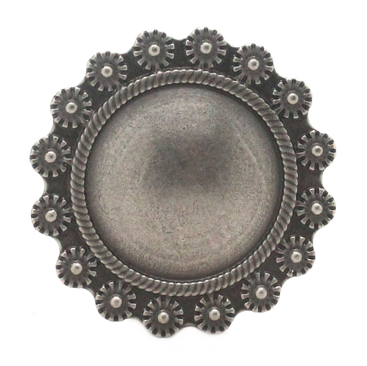 Berry and rope concho antique nickel front.