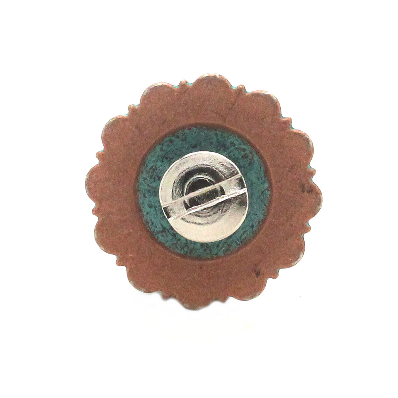 Steer concho in size 1" finished in copper patina back.