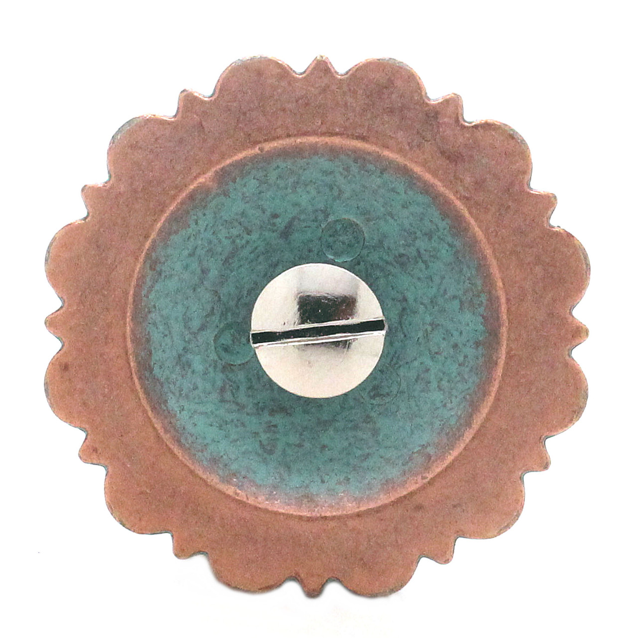 Back of a longhorn patina concho.