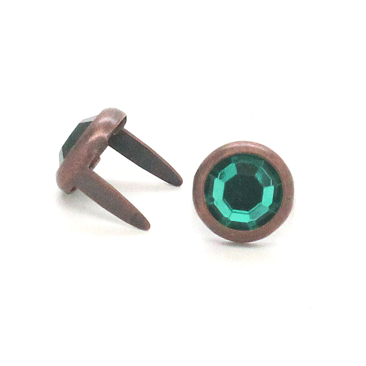 Dark Green Rhinestone copper plated base front.