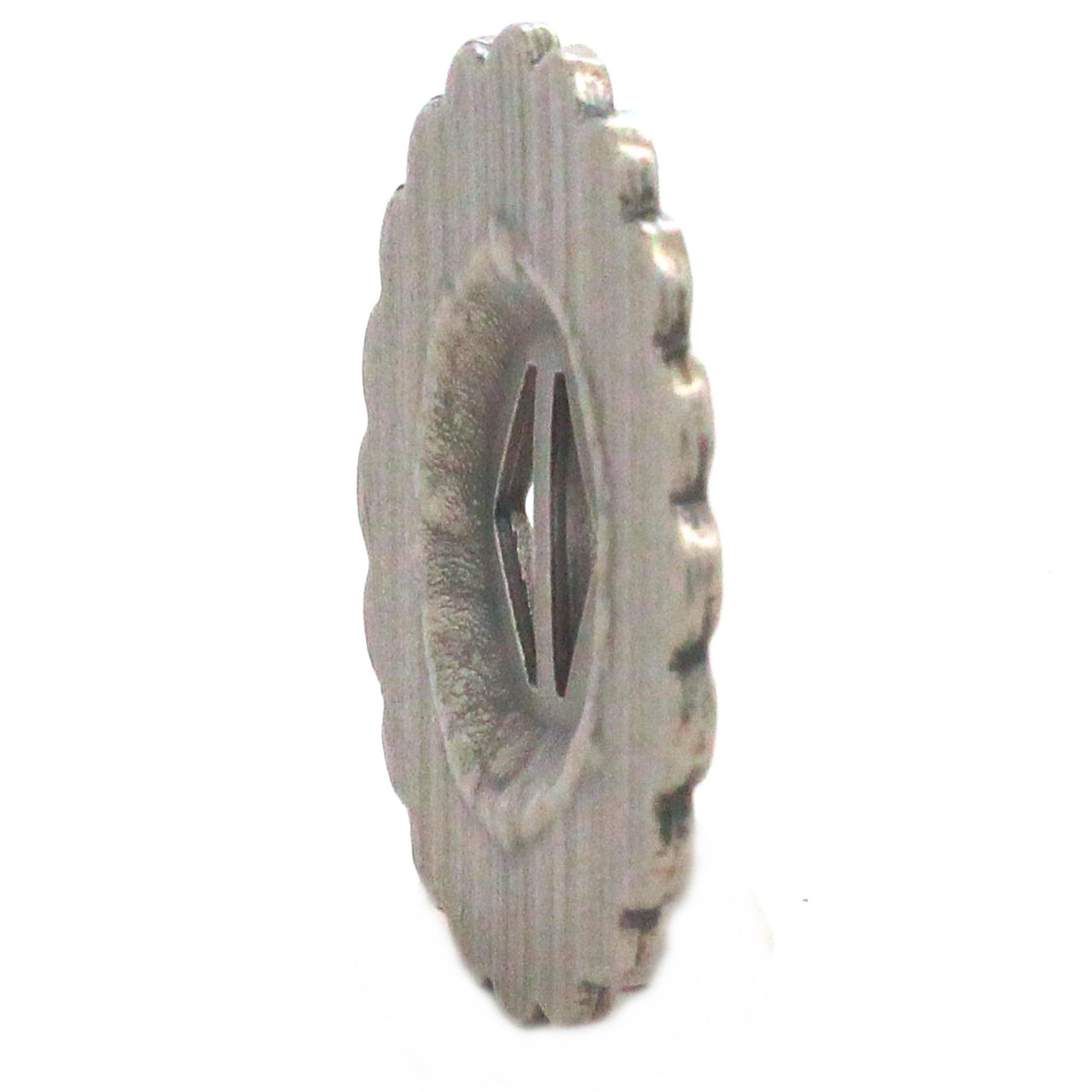 Southwest antique nickel slotted concho side.