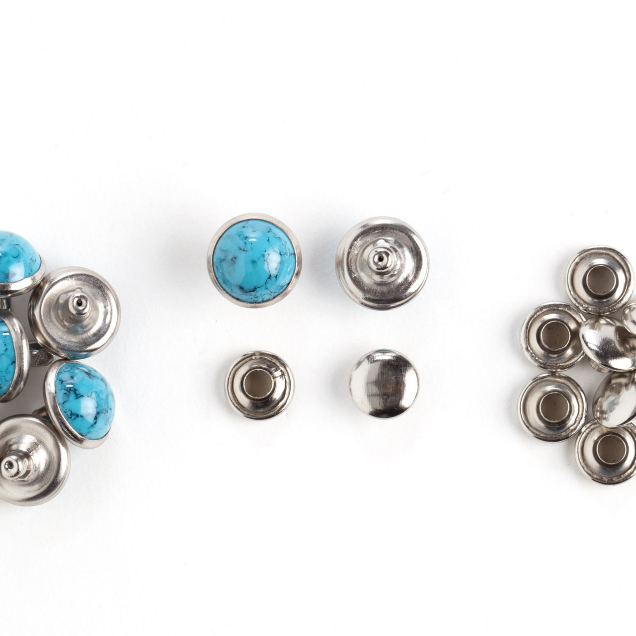 Grouping turquoise synthetic gem stone rivets 5mm 10 pack 