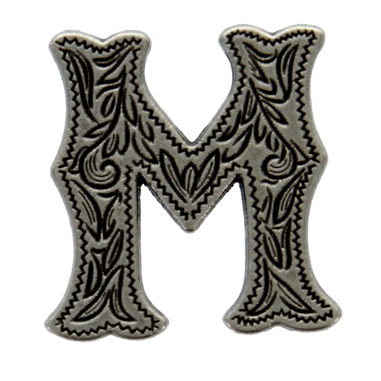 Alphabet Letter M Antique Silver Concho Front