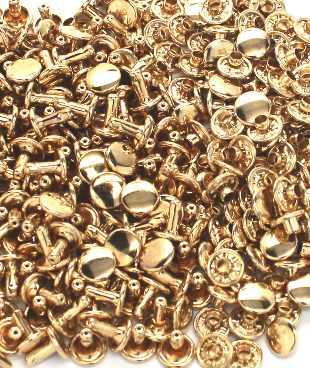 Brass Plated Large Double Cap Rivets 100 Pack 