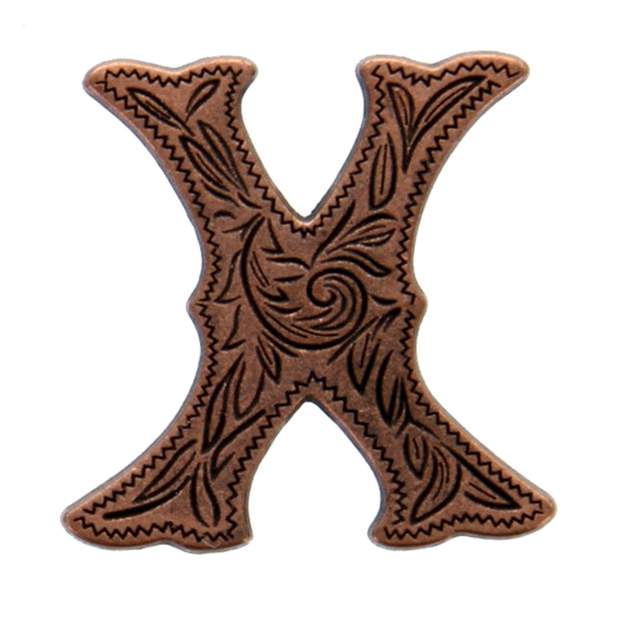 Alphabet Letter X Concho Antique Copper Front