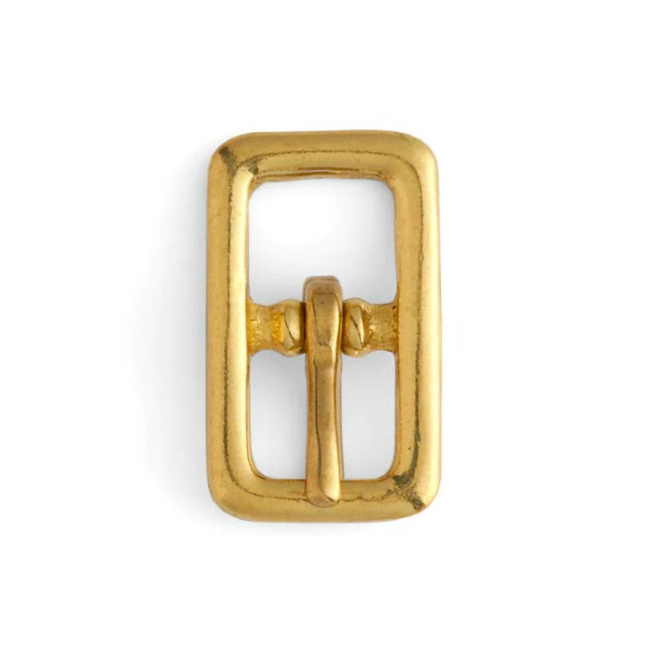 Solid brass 1/2" halter buckle showing top view.