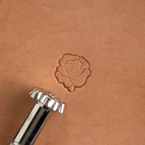 Rose flower stamp with its leather impression