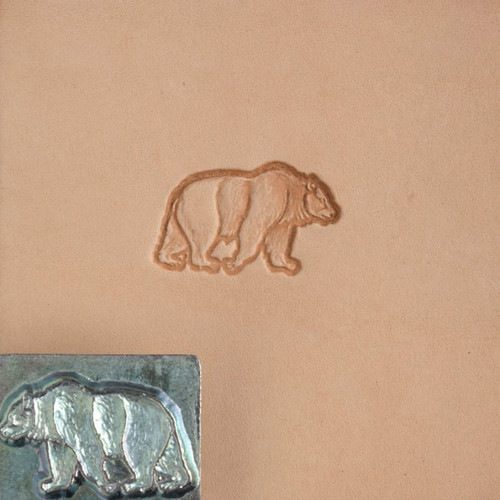 Bear stamp showing the leather impression.