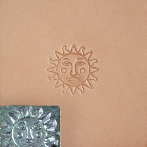 Sun face metal leather stamp with the impression