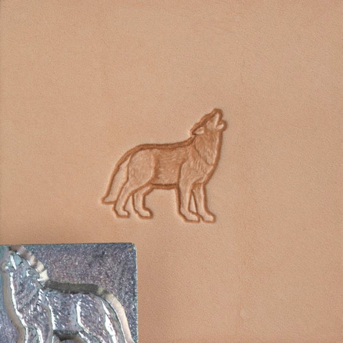 Wolf stamp with a leather impression.
