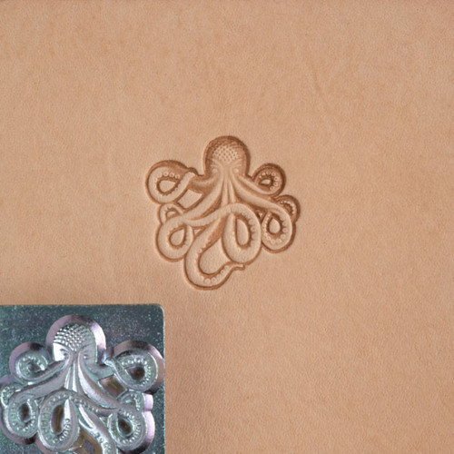 Octupus leather stamp with its impression.
