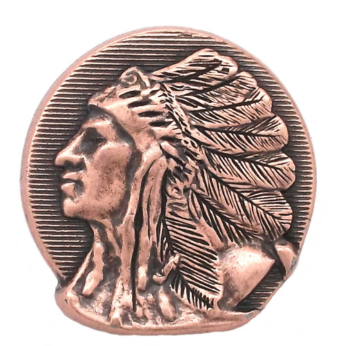 Left Facing Chief Head Concho Antique Copper 1-1/2" 